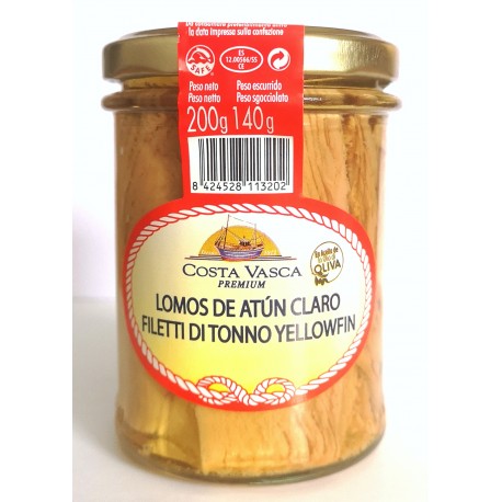 Lomos de Atún Claro en Aceite de Oliva 200/140 grs.